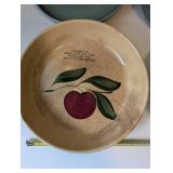 Set of Vintage Bowls Including Watt Advertising Apple Bowl, Red Wing, and Blue Heaven Pieces