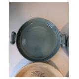 Set of Vintage Bowls Including Watt Advertising Apple Bowl, Red Wing, and Blue Heaven Pieces