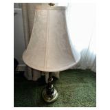 Vintage Brass Table Lamp with Embossed Fabric Shade