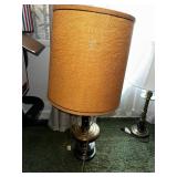 Vintage Brass Table Lamp with Burlap Shade
