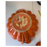 Vintage Ceramic Bowl with Lid and Serving Utensils