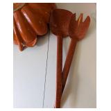 Vintage Ceramic Bowl with Lid and Serving Utensils