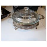 Elegant Silverplated Casserole with Glass Lid and Stand