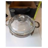 Elegant Silverplated Casserole with Glass Lid and Stand
