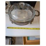 Elegant Silverplated Casserole with Glass Lid and Stand
