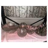 Vintage Glass Bowl Set and Silver-Plated Condiment Holder