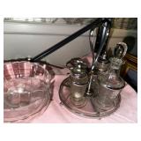 Vintage Glass Bowl Set and Silver-Plated Condiment Holder