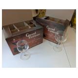 Two Sets of Grand Noblesse Brown Wine Glasses