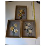 Set of 3 Framed Still Life Artworks with Floral Designs