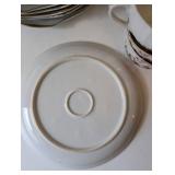 Set of 6 Vintage Rose Pattern Snack Plates and 6 Cups