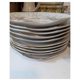 Set of 6 Vintage Rose Pattern Snack Plates and 6 Cups