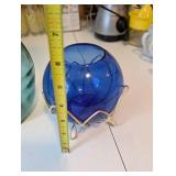 Set of 3 Colored Glass Vases and Bowl