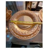 Set of Vintage Peach Lusterware Dishes with Plates, Bowls, and Cups