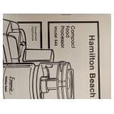 Hamilton Beach Emmie Compact Food Processor Model 544