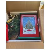 Christmas Wooden Advent Calendar Cabinet with Glass Ornaments