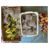 Vintage Set of Tinsel Decorations and Festive Holiday Candy