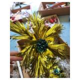 Vintage Set of Tinsel Decorations and Festive Holiday Candy