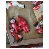 Collection of Vintage Christmas Ornaments Including Santas and Animals
