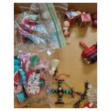 Collection of Vintage Christmas Ornaments Including Santas and Animals