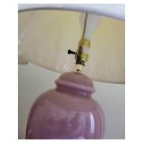 Pair of Mauve Ceramic Table Lamps with Pleated Shades