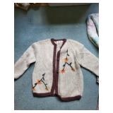 Set of 3 Vintage Sweaters: Hand-Knitted Floral Cardigan and Two Knit Sweaters