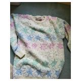 Set of 3 Vintage Sweaters: Hand-Knitted Floral Cardigan and Two Knit Sweaters