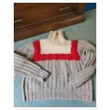 Set of 3 Vintage Sweaters: Hand-Knitted Floral Cardigan and Two Knit Sweaters