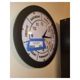 Weekday Analog Wall Clock with Day Indication