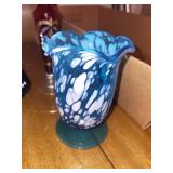 Set of 4 Hand-Painted, etc. Art Glass Vases with Unique Designs