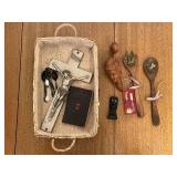 Assorted Religious and Decor Collection with Crucifix and Spoons