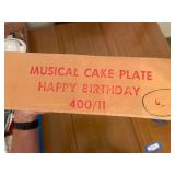 Vintage Swiss Musical Happy Birthday Cake Plate with Original Box