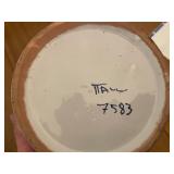 Vintage Italian Ceramic Planter with Floral Design and Small Vase