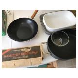 Assorted Kitchenware with Pyrex Bowl, Cook