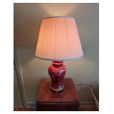 Vintage Floral Ceramic Table Lamp with Red Finish