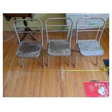 Vintage Drop-Leaf Table with 3 Industrial Metal Chairs