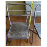 Vintage Drop-Leaf Table with 3 Industrial Metal Chairs
