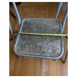 Vintage Drop-Leaf Table with 3 Industrial Metal Chairs