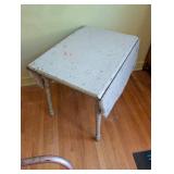 Vintage Drop-Leaf Table with 3 Industrial Metal Chairs