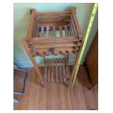 Wooden Two-Tier Plant Stand with Slatted Shelves