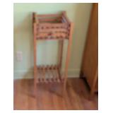 Wooden Two-Tier Plant Stand with Slatted Shelves