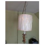 Vintage Hanging Lamp with Cherub Detailing and Crystal Accents