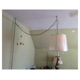 Vintage Hanging Lamp with Cherub Detailing and Crystal Accents