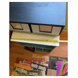 Lot of Vintage Sheet Music and VHS Tapes with Storage Cabinet