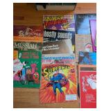 Lot of Vintage Sheet Music and VHS Tapes with Storage Cabinet