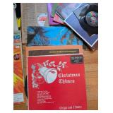 Lot of Vintage Sheet Music and VHS Tapes with Storage Cabinet