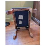 Vintage Wooden Footstool with Upholstered Seat