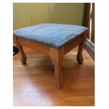 Vintage Wooden Footstool with Upholstered Seat