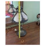 Vintage Slag Glass Table Lamp with Brass Base