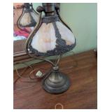 Vintage Slag Glass Table Lamp with Brass Base