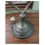 Vintage Slag Glass Table Lamp with Brass Base